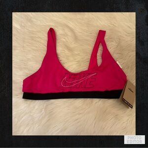 Nike Multi Logo Scoop Neck Bikini Top - NWT - Size Large - Pink Prime